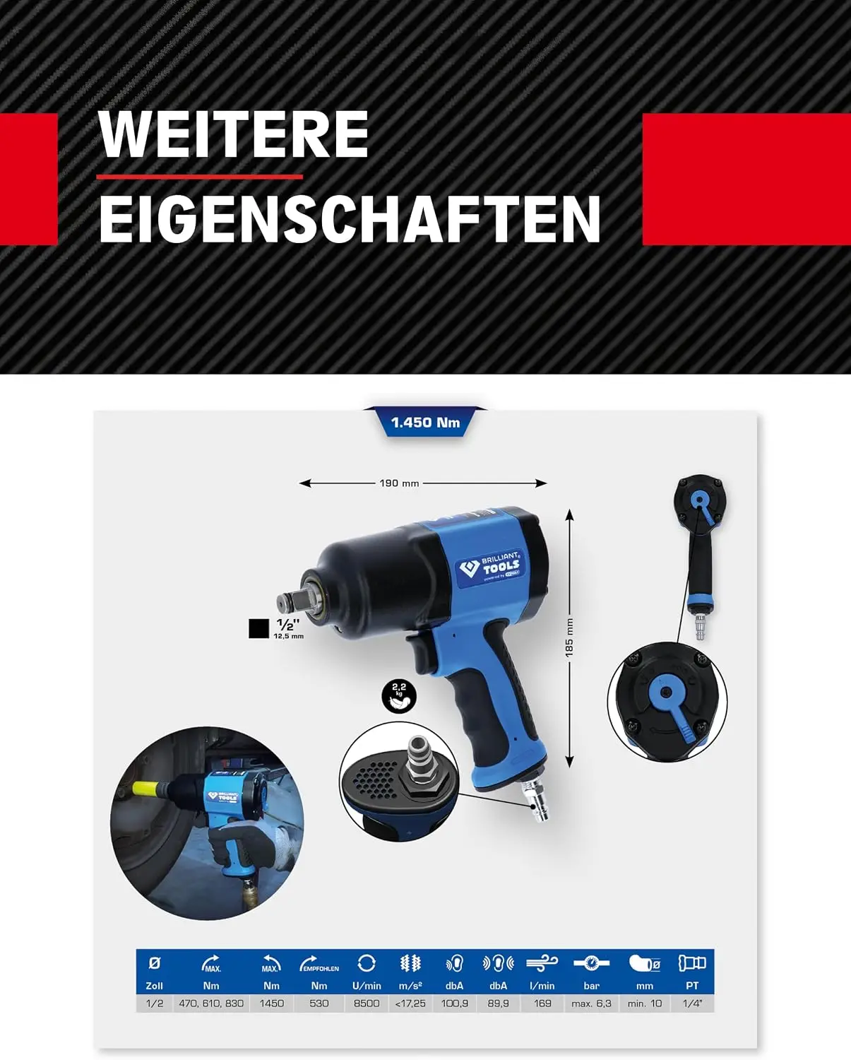 BT160100 Chiave a Impatto Pneu - Power Tools Impact Wrench recensione e prezzo